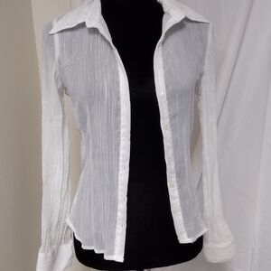 Chic White Sheer Button Down Shirt